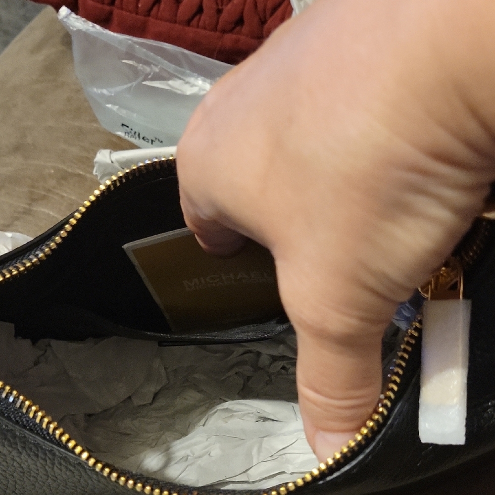 Michael Kors Cora Black and Gold Shoulder Bag - Picture 3 of 7